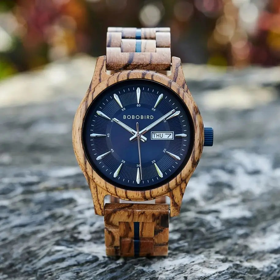 Bobo bird men’s watches fashion wooden wristwatch week & auto-date display watch for men with gift box 2025 new