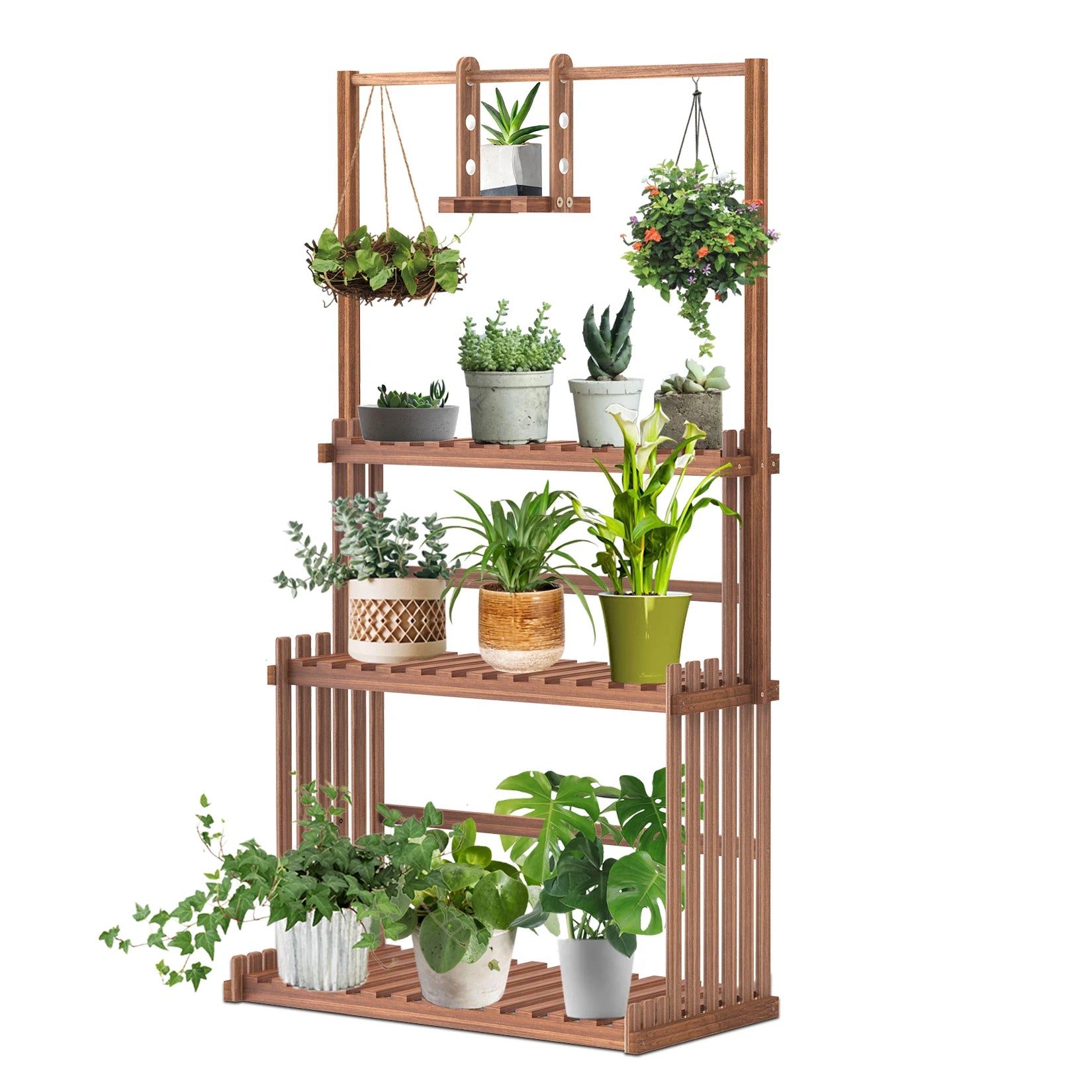 Heavy duty hanging plant stand multiple wood flower potted rack planter shelving unit for indoor outdoor - germany