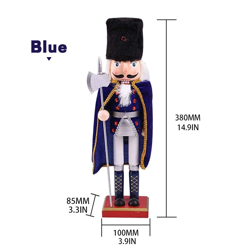 Christmas nutcracker decoration puppet solider cloak king wooden doll walnut handcraft figurine home office decor merry