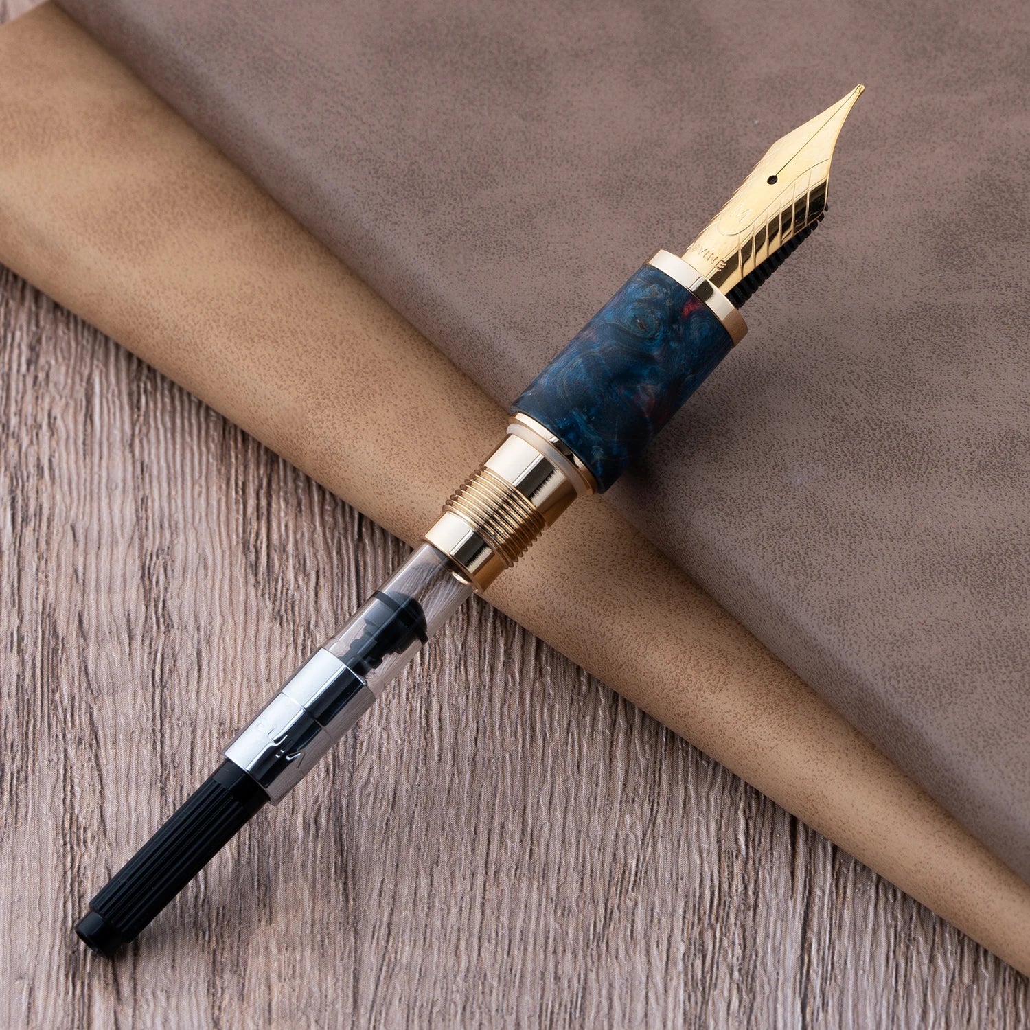 Asvine c2000 stabilized wood fountain pen no.8 ef/f/m/stub 1.1 nib dark blue-red handcraft large size writing