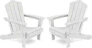 Kingyes 2-piece folding adirondack chair set - durable hdpe patio chairs with wooden texture for outdoor use - united
