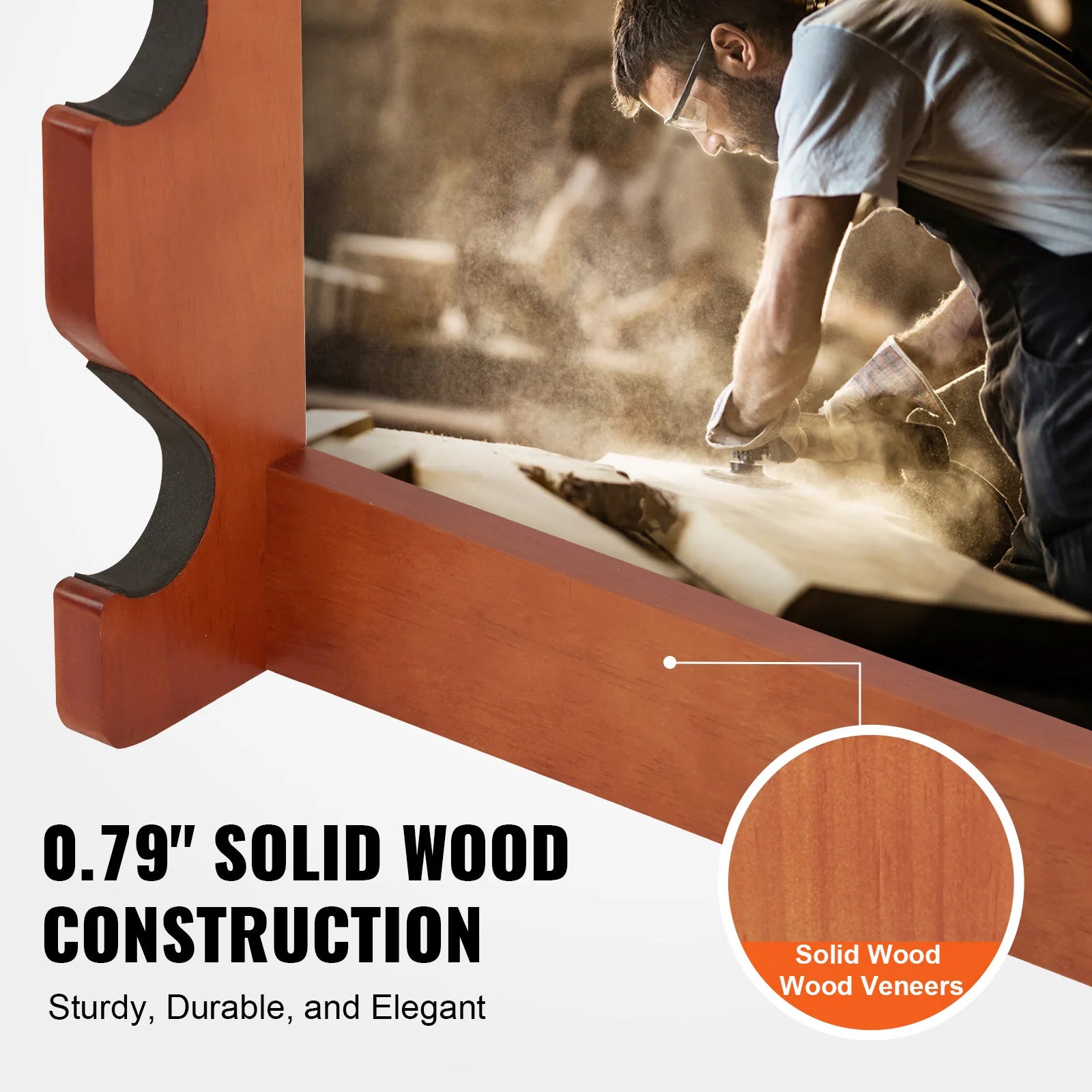 Vevor gun rack wood wall mount display holds 4/5 rifles shotguns 132 lbs heavy duty rifle w/ soft padding - 4-slot