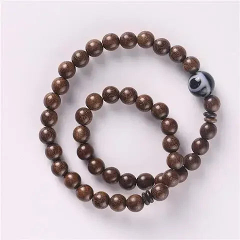 Natural golden silk sandalwood chinese retro literary style rosary bracelets for men and women wooden buddha beads hand