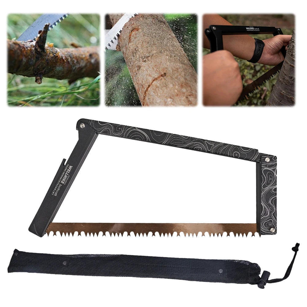 Folding saw with storage bag portable wood aluminum alloy multifunctional handsaw outdoor hiking survival tools