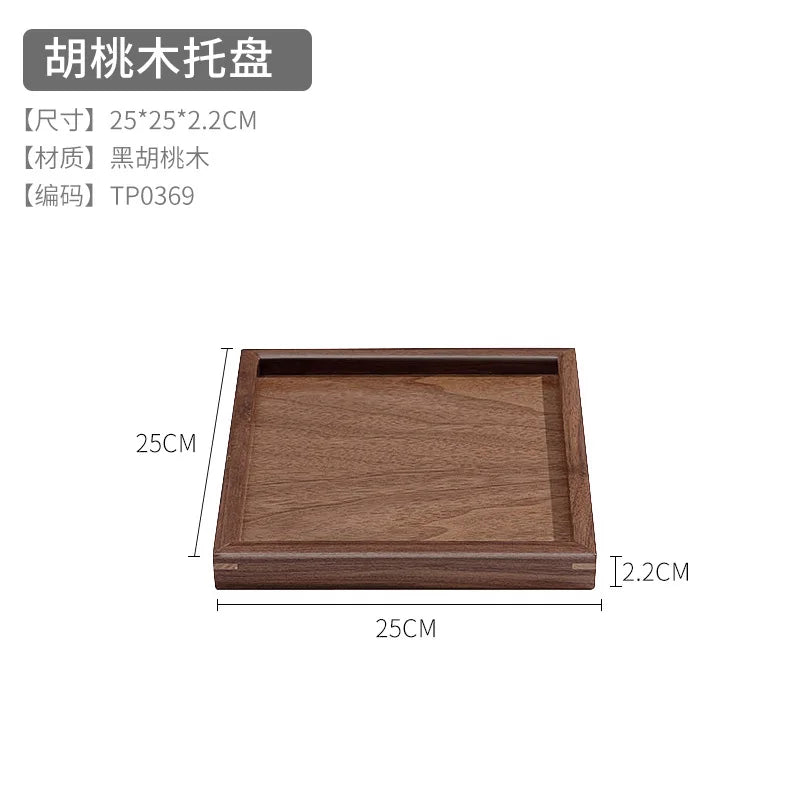 Scandinavian black walnut wood tray rectangular household tea fruit plate high value dinner - tp0369