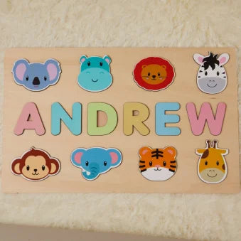 Personalized custom first name wooden puzzle educational toys for toddlers early learning gifts kids baby toy boy &girl
