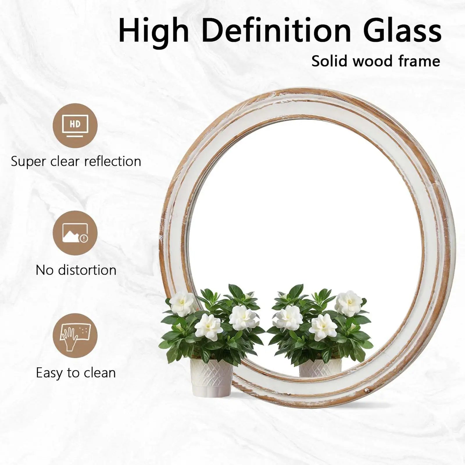 Premium 23.62’’ mirror with whitewash edge for entryway bedroom or kitchen - united states