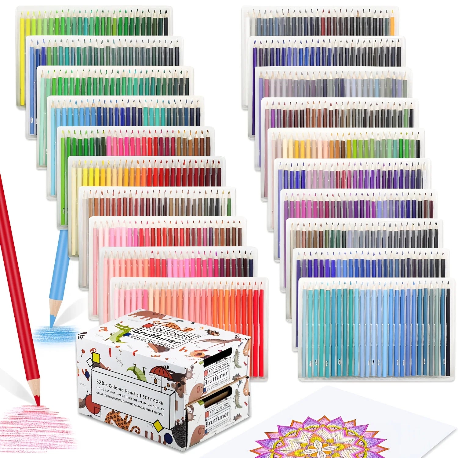 Colored pencils set of 520 colors professional oil based for adults and kids art supplies drawing - color / united