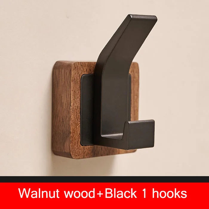 Walnut coat wall hook hanging rack for bathroom kitchen bedroom hallway hooks clothes holder - 1hook