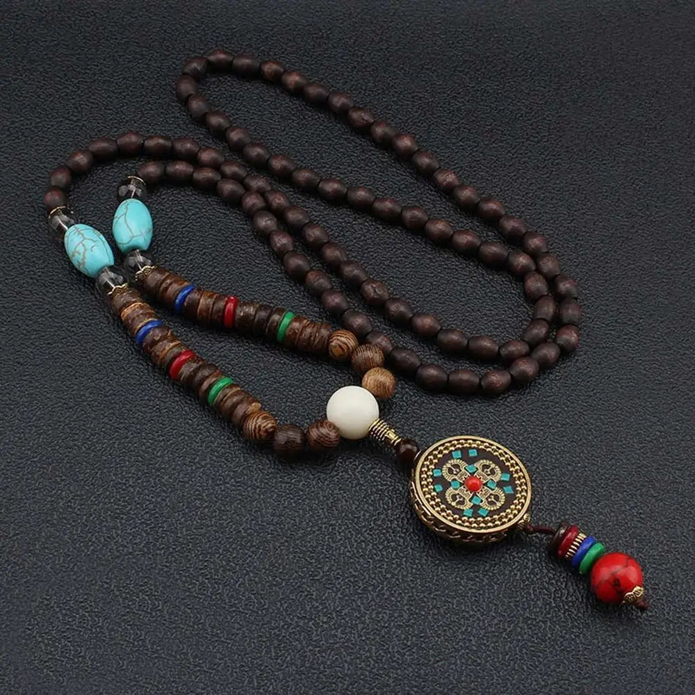 7 styles new handmade nepal buddhist mala bead elephant pendant necklace ethnic wooden long jewelry lucky