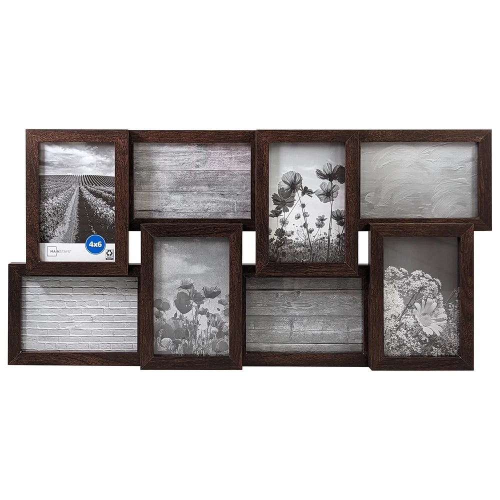 8 opening collage picture frame 4x6 photos wall hanging durable design perfect home office gallery display - united