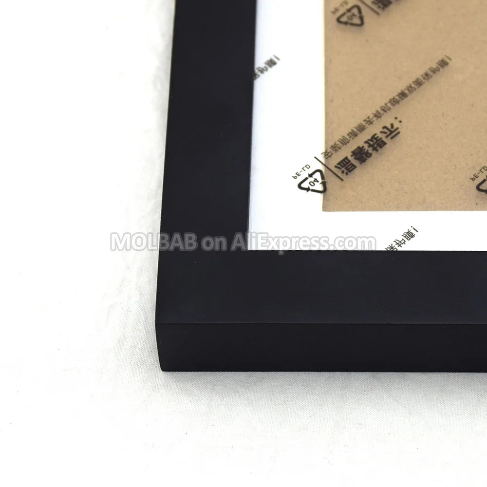 Wooden wall mounted picture frame modern brief style flat molding border with photo mat decoration 7/12/16 inch