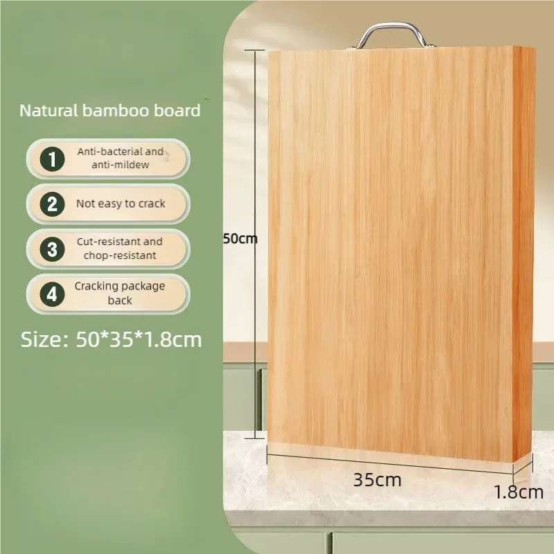 Kitchen bamboo cutting board knife rectangular thickened solid wood chopping fruit - 50cm