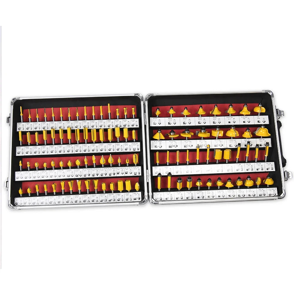 Allsome 100pcs 1/4” router bits carbide wood milling cutter for woodworkers and beginners ideal woodworking project