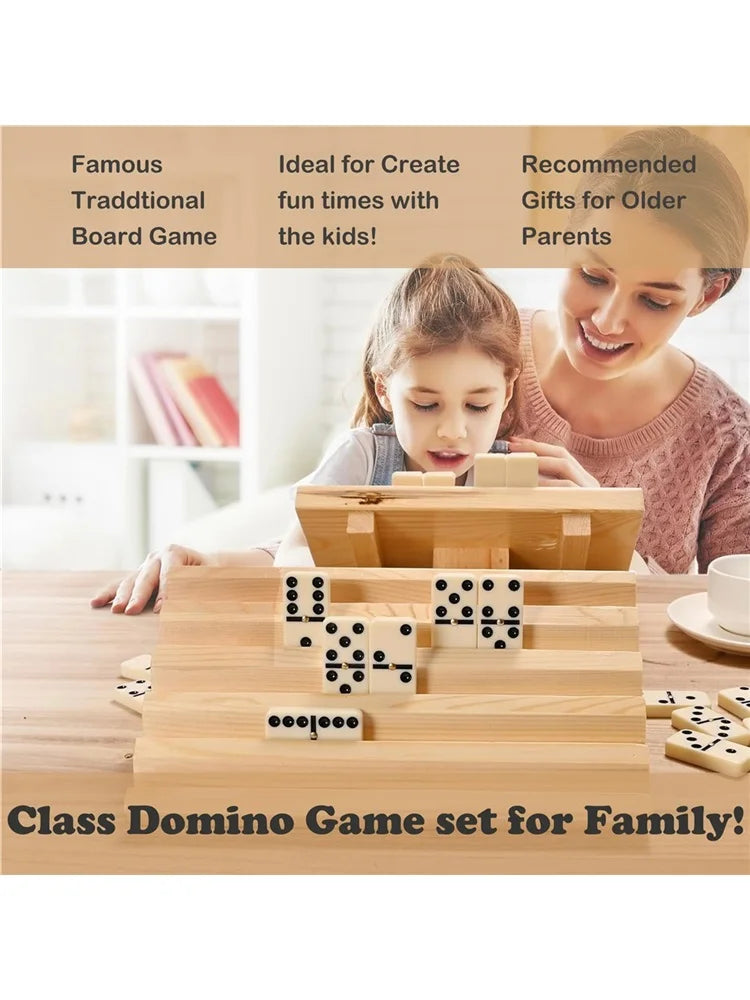 Dominos set for adults double 6 domino game six standard with natural wooden box 28 tiles,tradditional board