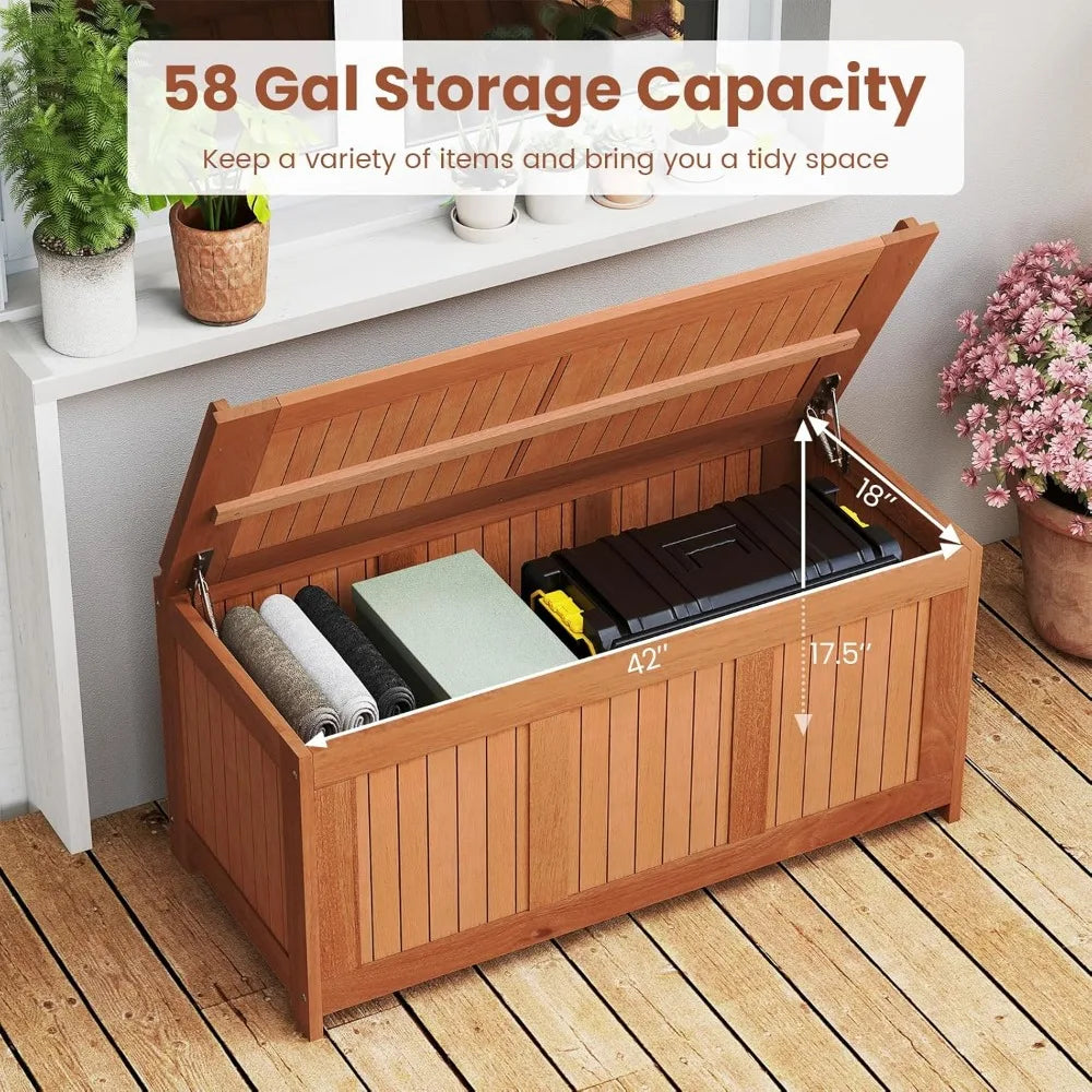 Patio storage bin 58 gallon outdoor deck box for furniture cushions pillows garden tools pool accessories - united