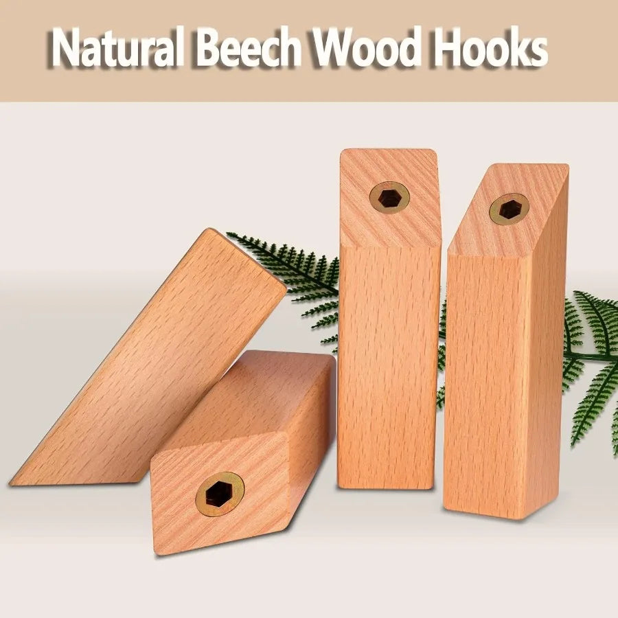 Handmade stylish wooden coat hooks 4pack wall mounted for hanging towels bags hats heavy duty tural wood entryway