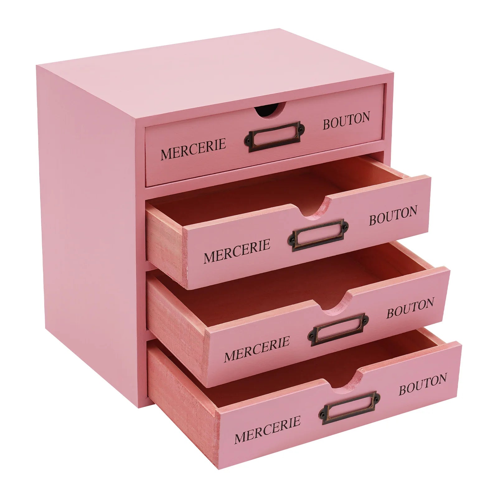 Pink 16-drawer wooden storage box 16-slot file multi level countertop drawer organizer - united states / 16-20 cells