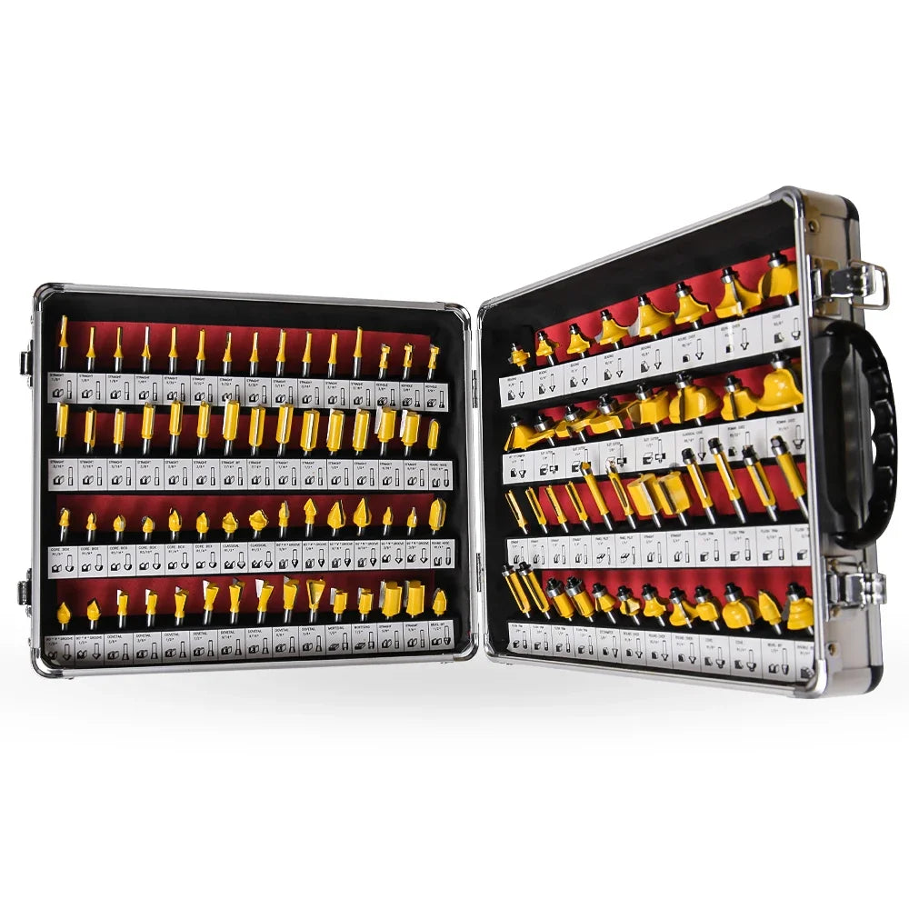 Allsome 100pcs 1/4” router bits carbide wood milling cutter for woodworkers and beginners ideal woodworking project