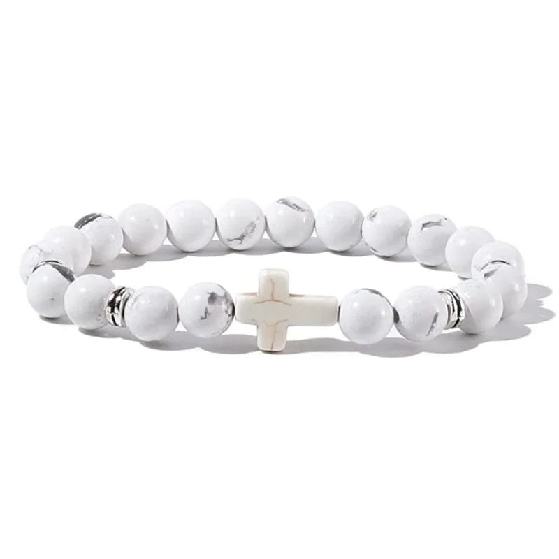 Prayer men natural stone wood beads rosary hematite cross bracelets onyx meditation bracelet women yoga jewelry homme