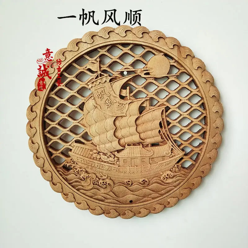 Traditional chinese woodcarving wall hanging camphor wood 3d exquisite dragon phoenix flower carving craft home