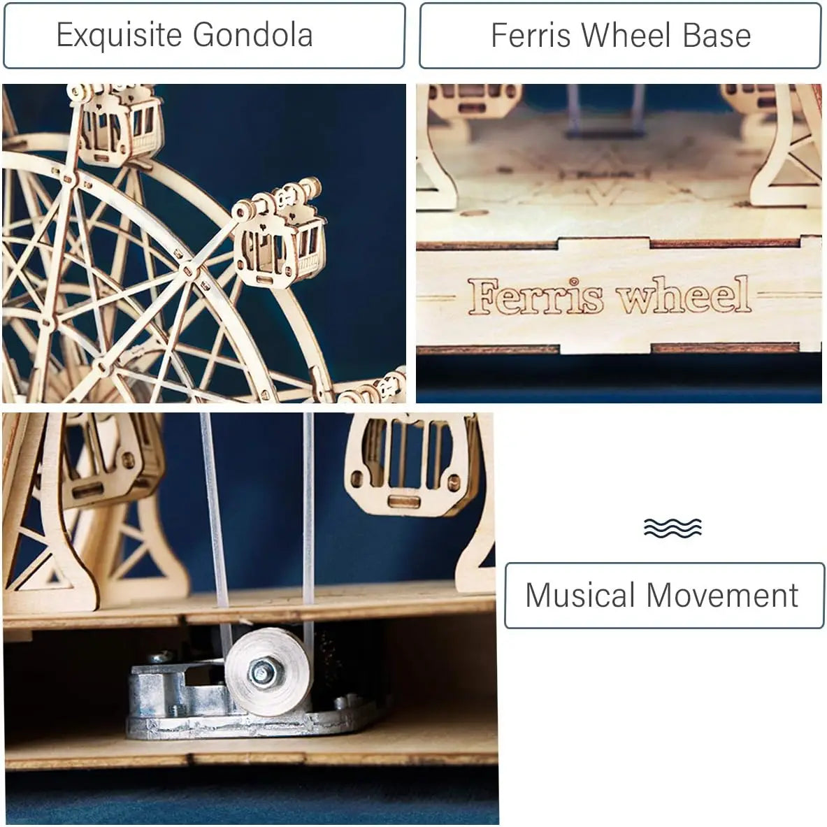 Robotime ferris wheels music model kits 3d wooden puzzle mechanical diy crafts brain teaser puzzles for boys and girls