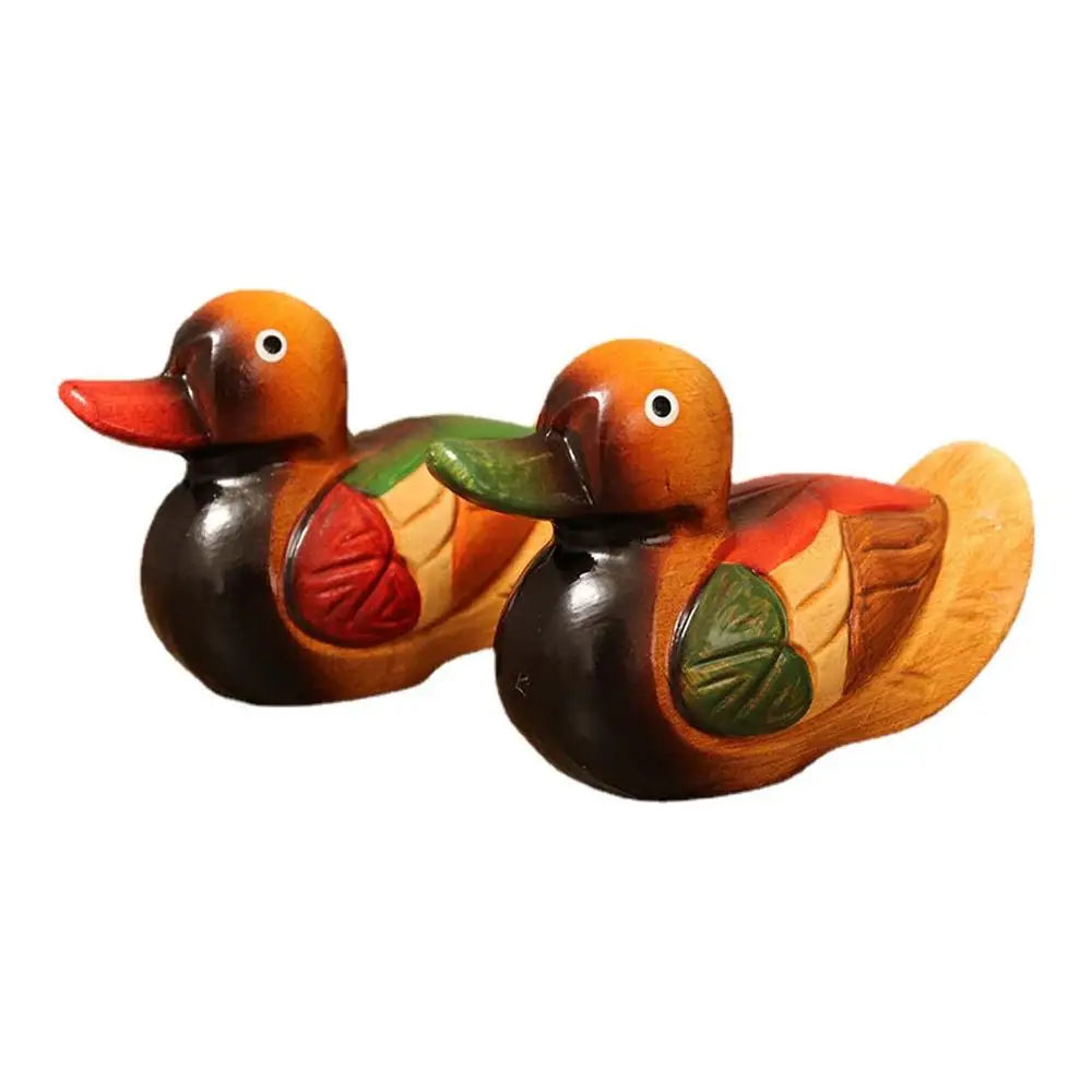 1 pair mandarin ducks wooden decoration feng shui vintage crafts display ornament home decor holiday gift dropshipping