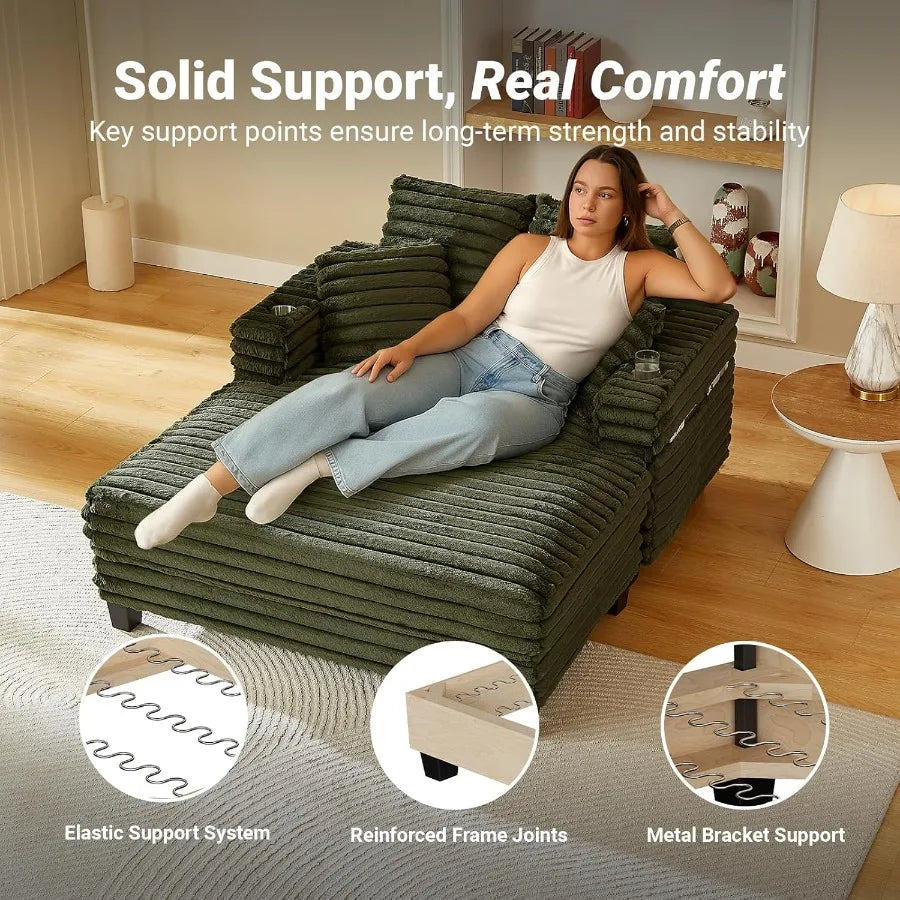 Chaise lounge chair indoor 64 oversized s with wood frame upholstered sofa bed for living room movie bedroom 4 - united