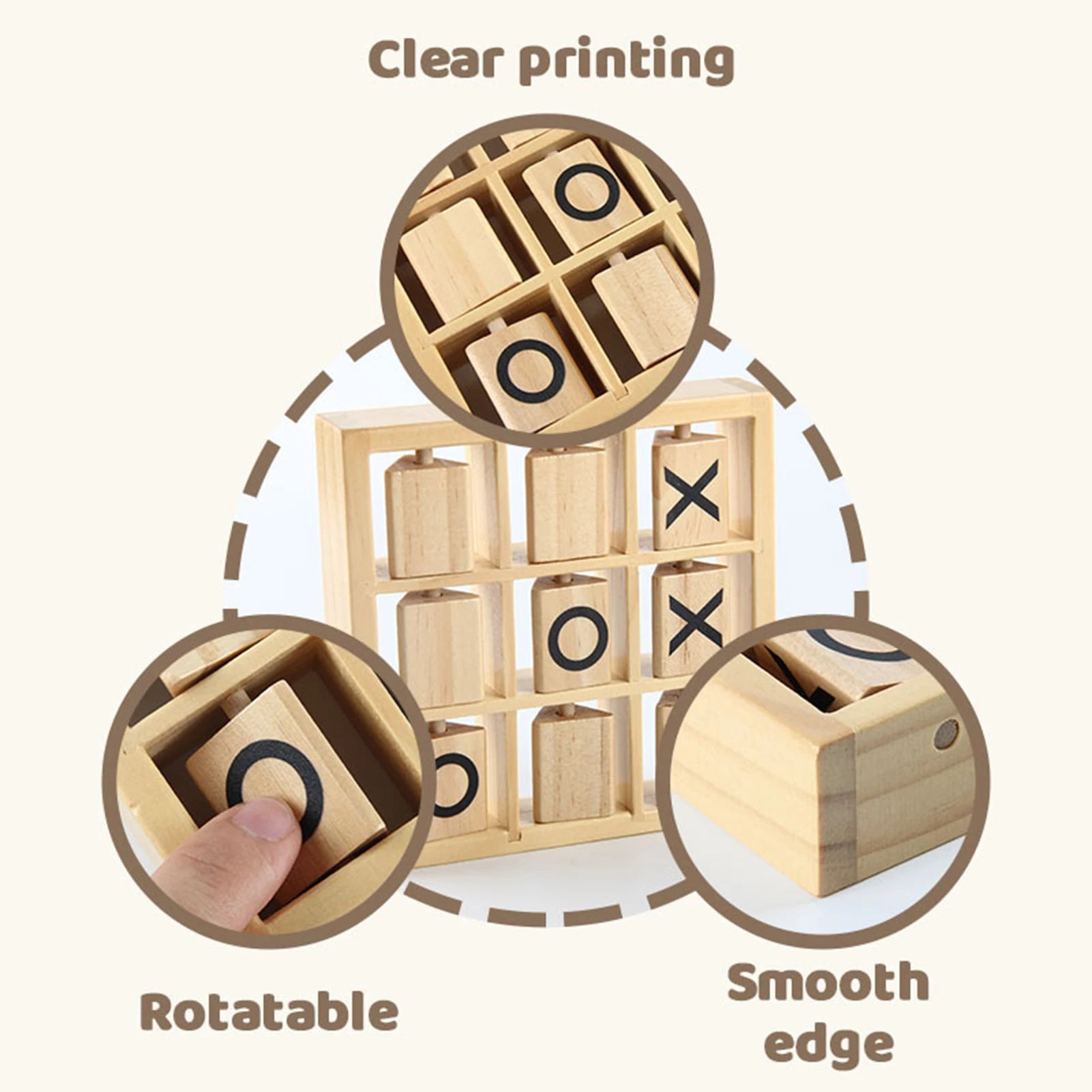 Wooden tic-tac-toe board game logical thinking training toy for family gathering - tic tac toe