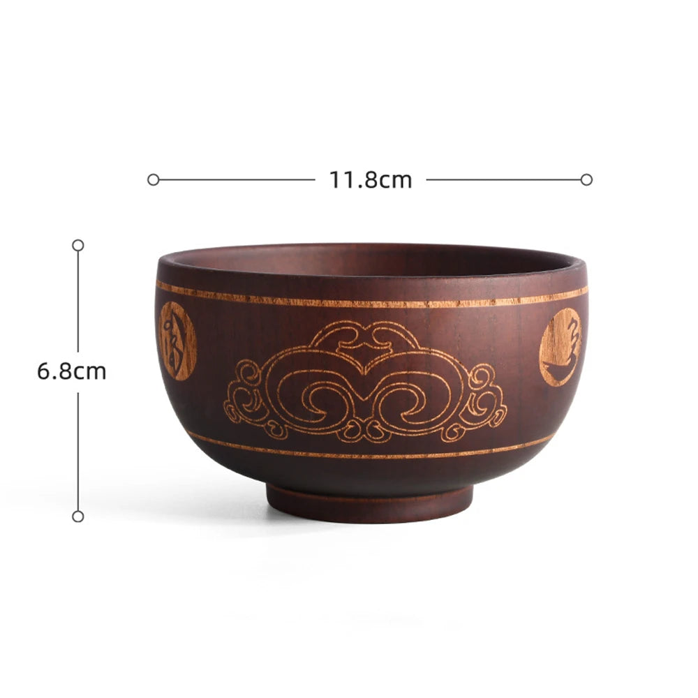 Wooden bowl japanese style wood rice soup salad food container large small for kids tableware utensils - good luck