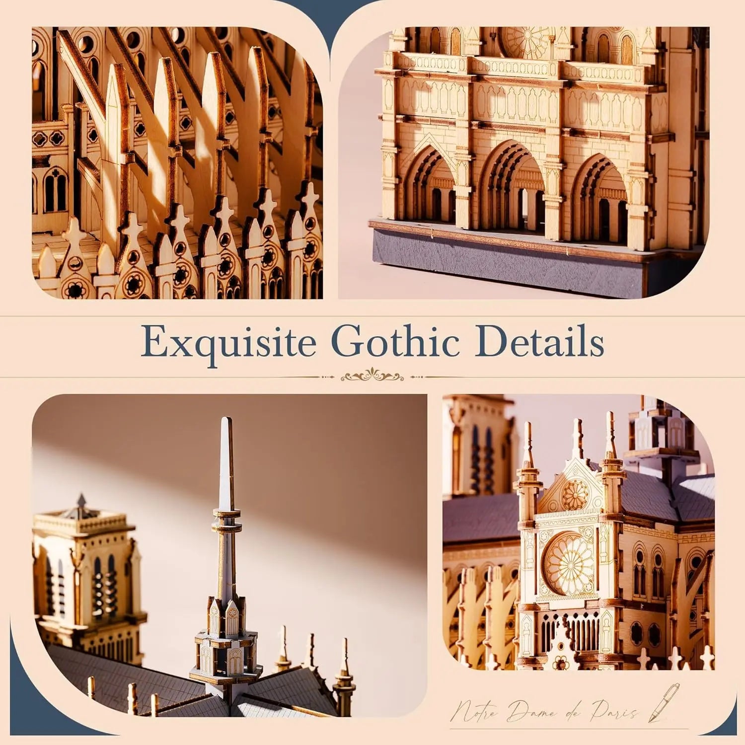 Robotime rokr 3d puzzle paris cathedral wooden model kit for adults to build diy toy building construction craft kits