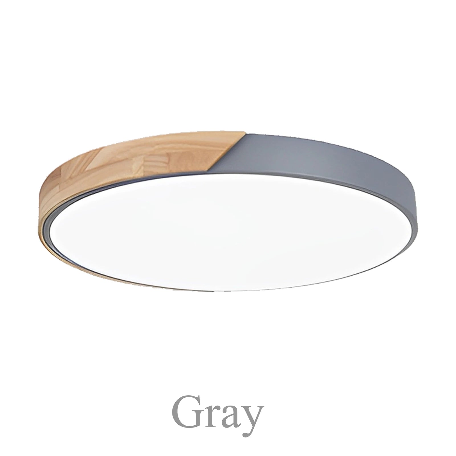 Led ceiling light 12w modern round macaron wooden lamp indoor bedroom living room lighting fixture surface mount - grey