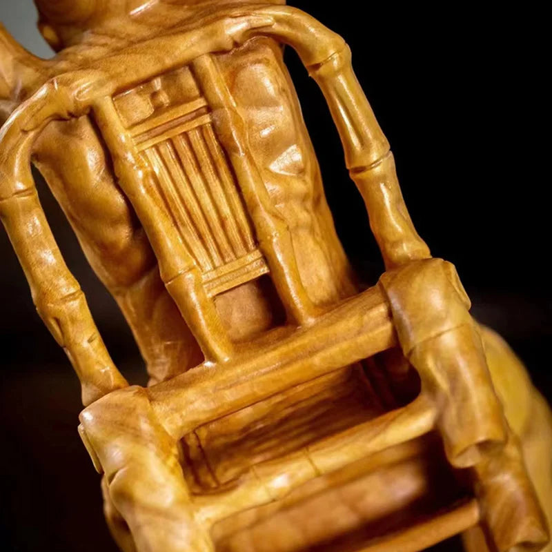 Wooden buddha statue elder rohan solid wood art carving home room office decor feng shui figure 6.28 in - 1 - religious