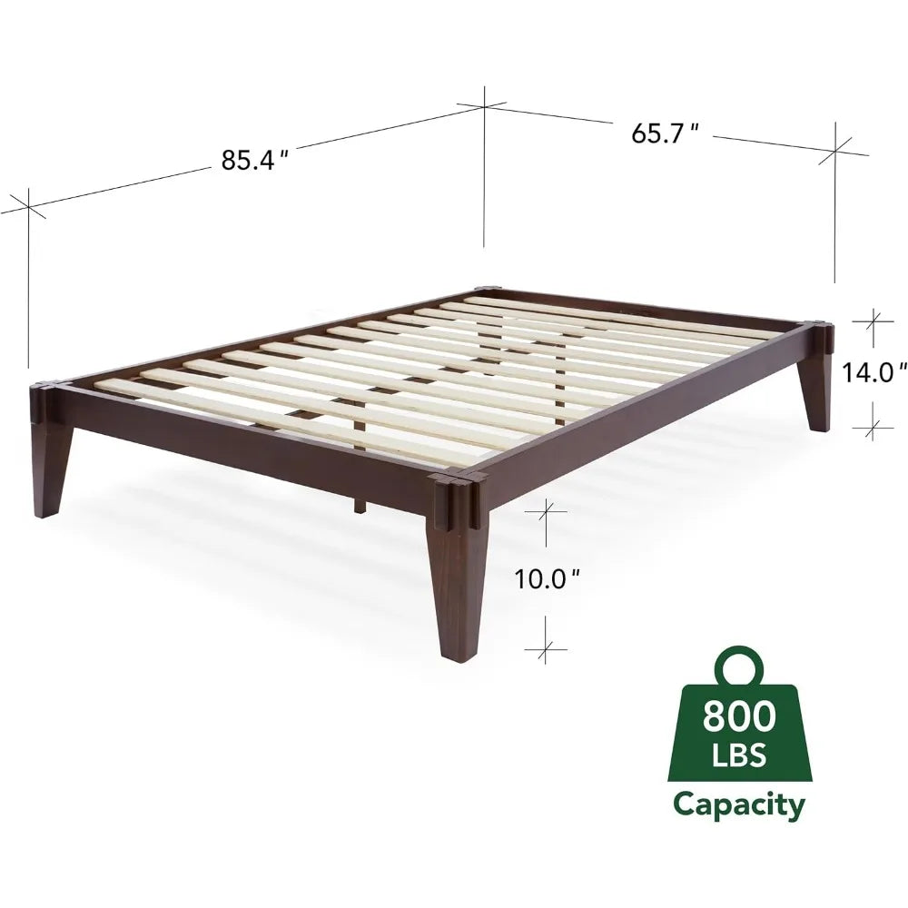 Bme chalipa 14” queen bed frame - solid wood platform - japanese joinery - slat support - no box spring neede