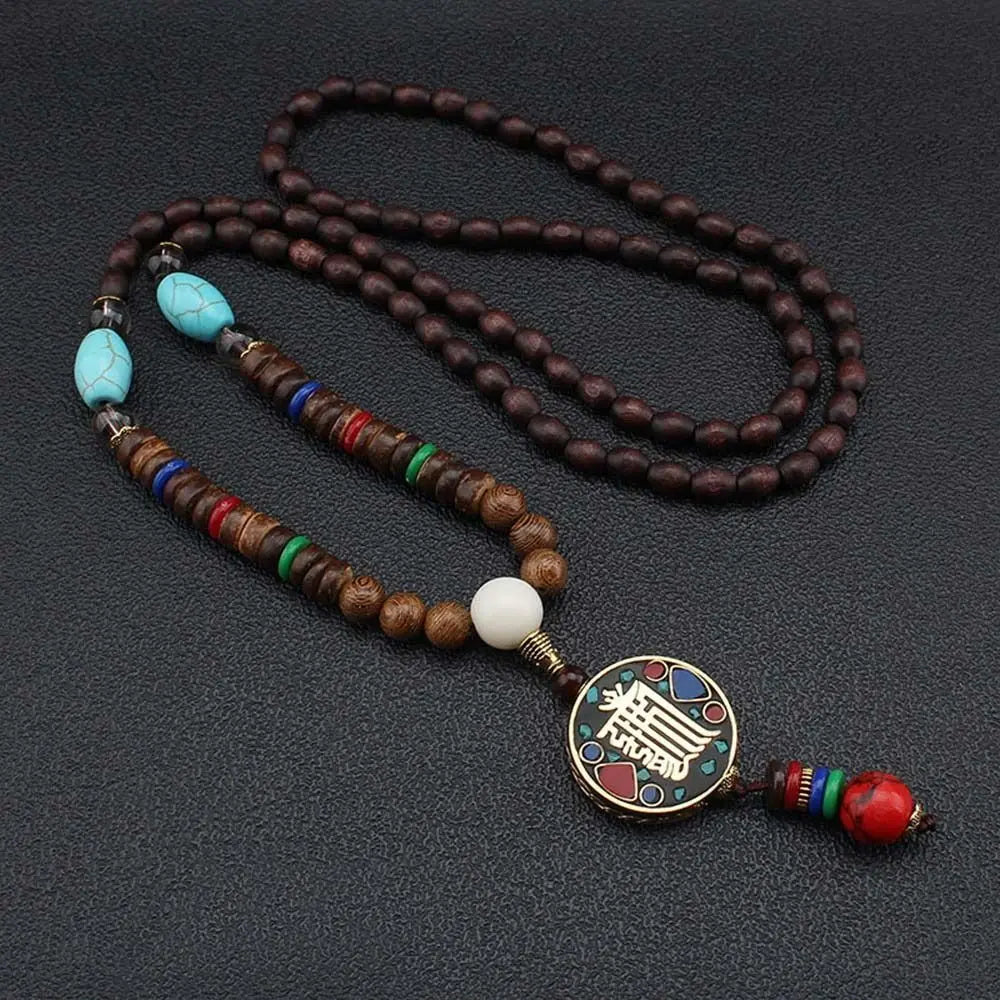7 styles new handmade nepal buddhist mala bead elephant pendant necklace ethnic wooden long jewelry lucky - style 2