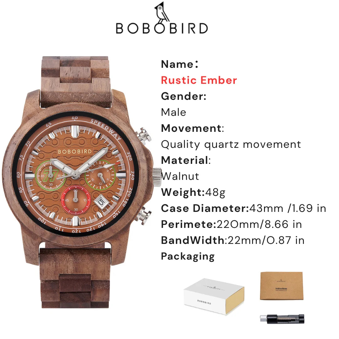 Bobobird men’s wooden watch classic style eco-friendly timepiece for business casual wear christmas gift him