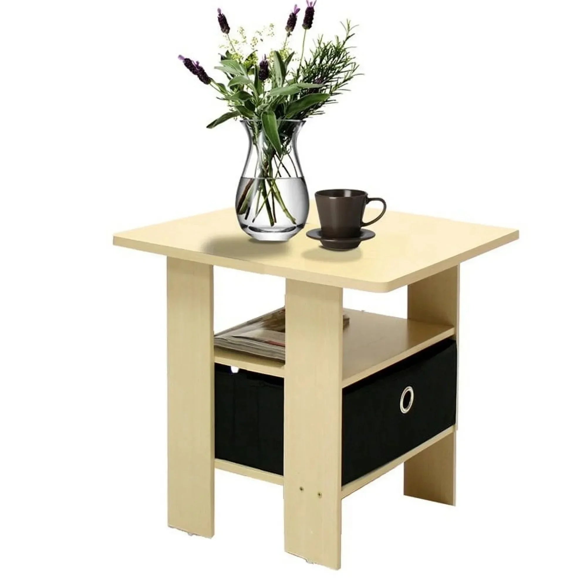 Natural engineered wood side table with storage drawer that fits perfectly next to your chair or sofa - united states