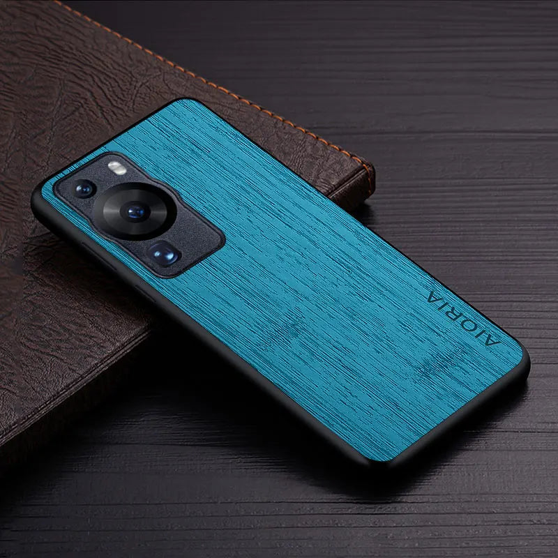 Case for huawei p60 pro funda bamboo wood pattern leather phone cover luxury coque huawei p60 pro case capa - cyan