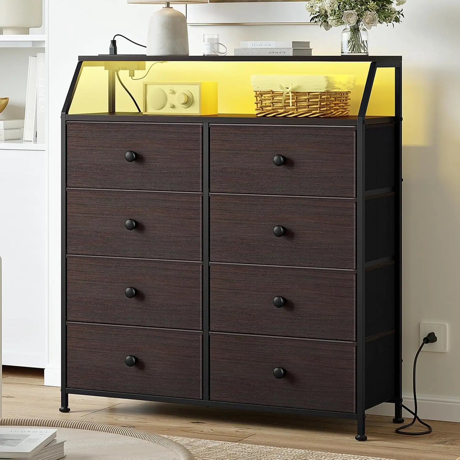 dresser-for-bedroom-with-charging-station-and-led-lights-brown-tall-chest-of-drawers-with-shelf-2pcs-wooden-top-large-storage