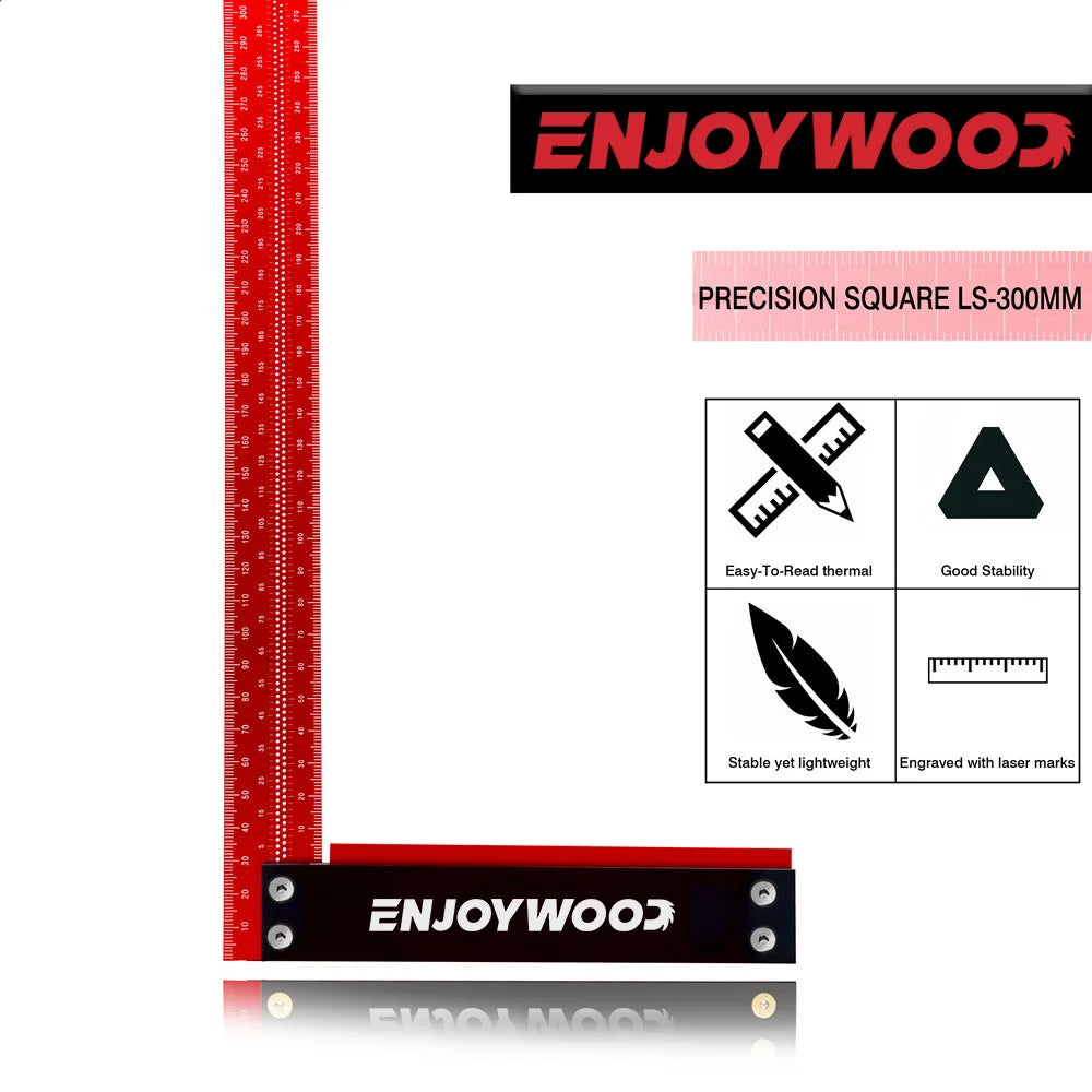 Enjoywood aluminum alloy t speed measurements ruler 300mm/12 inch l-shaped hole woodworking carpenters framing - 12inch