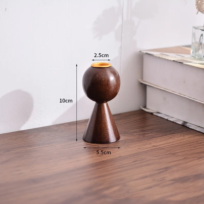Wood candle stand retro candlestick,home creative art decoration wedding table romantic decorative props - brown s