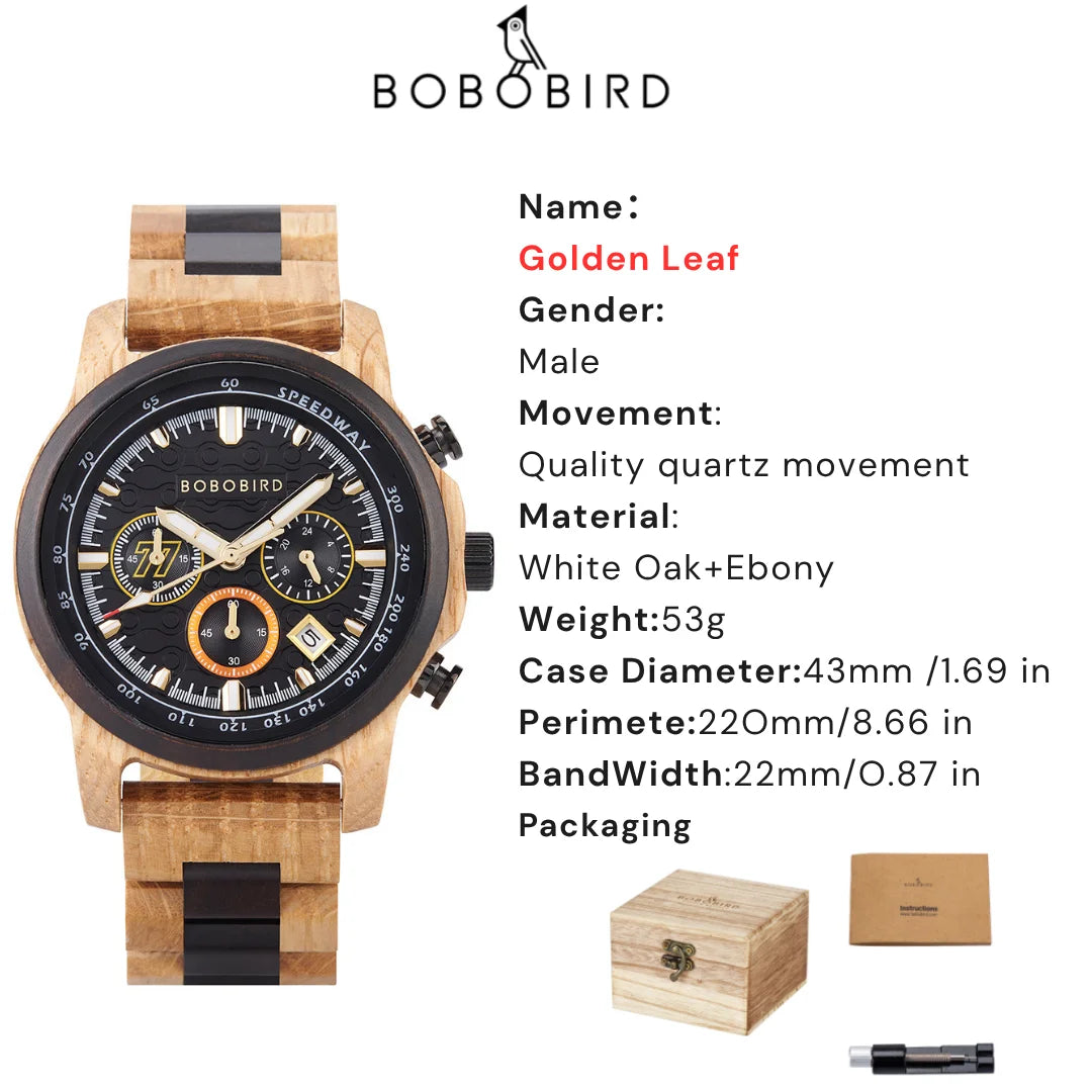 Bobobird men’s wooden watch classic style eco-friendly timepiece for business casual wear christmas gift him
