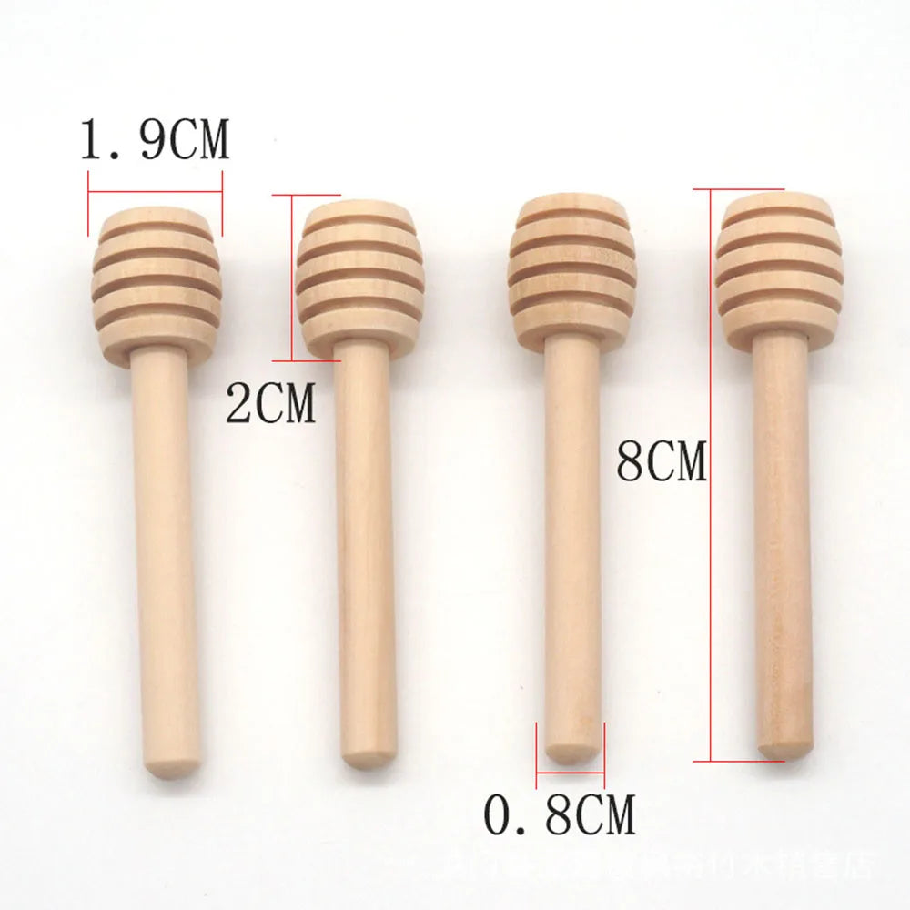 100pcs honey stir bar mixing handle jar spoon practical 50/20pcs wood dipper long stick supplies kitchen tools - 8cm