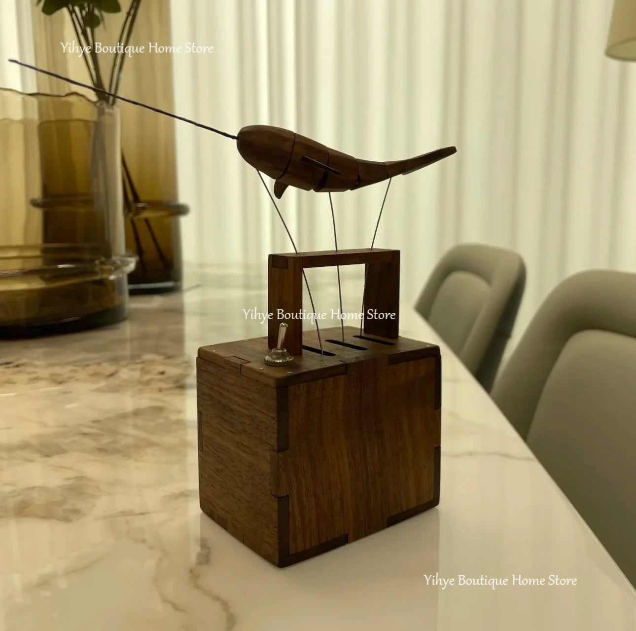 Handcrafted swing narwhal music box - wooden desktop ornament perfect birthday/christmas gift for girls & besties