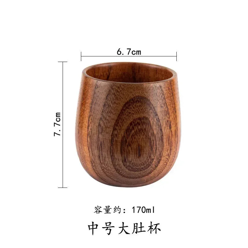 Wooden big belly cups handmade jujube wood handle beer tea coffee milk water cup kitchen bar drinkware for 1pc - medium