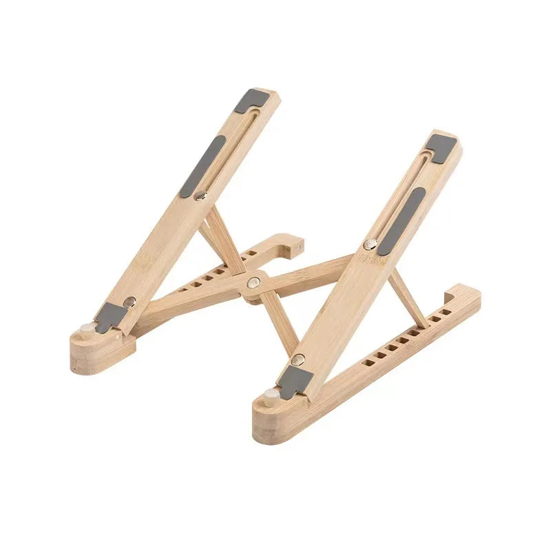 Wood laptop stand foldable 8 levels height adjustable portable notebook holder computer support for macbook air pro