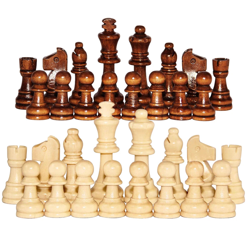 Wooden chess game pawns standard tournamen staunton 32pcs figurine pieces 2.2in king figures for board