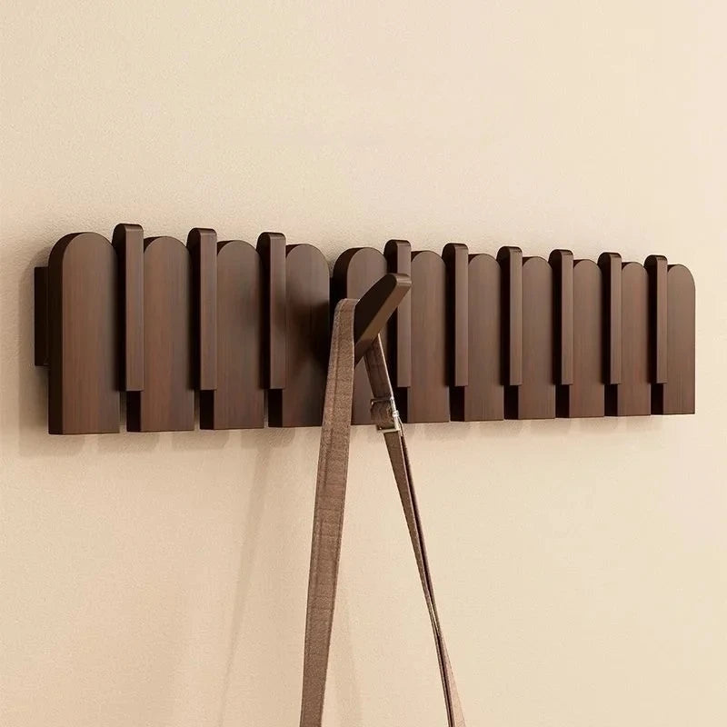 Wooden piano key coat hooks - wall mounted entryway hangers for door & foyer - creative organizer keys clothes