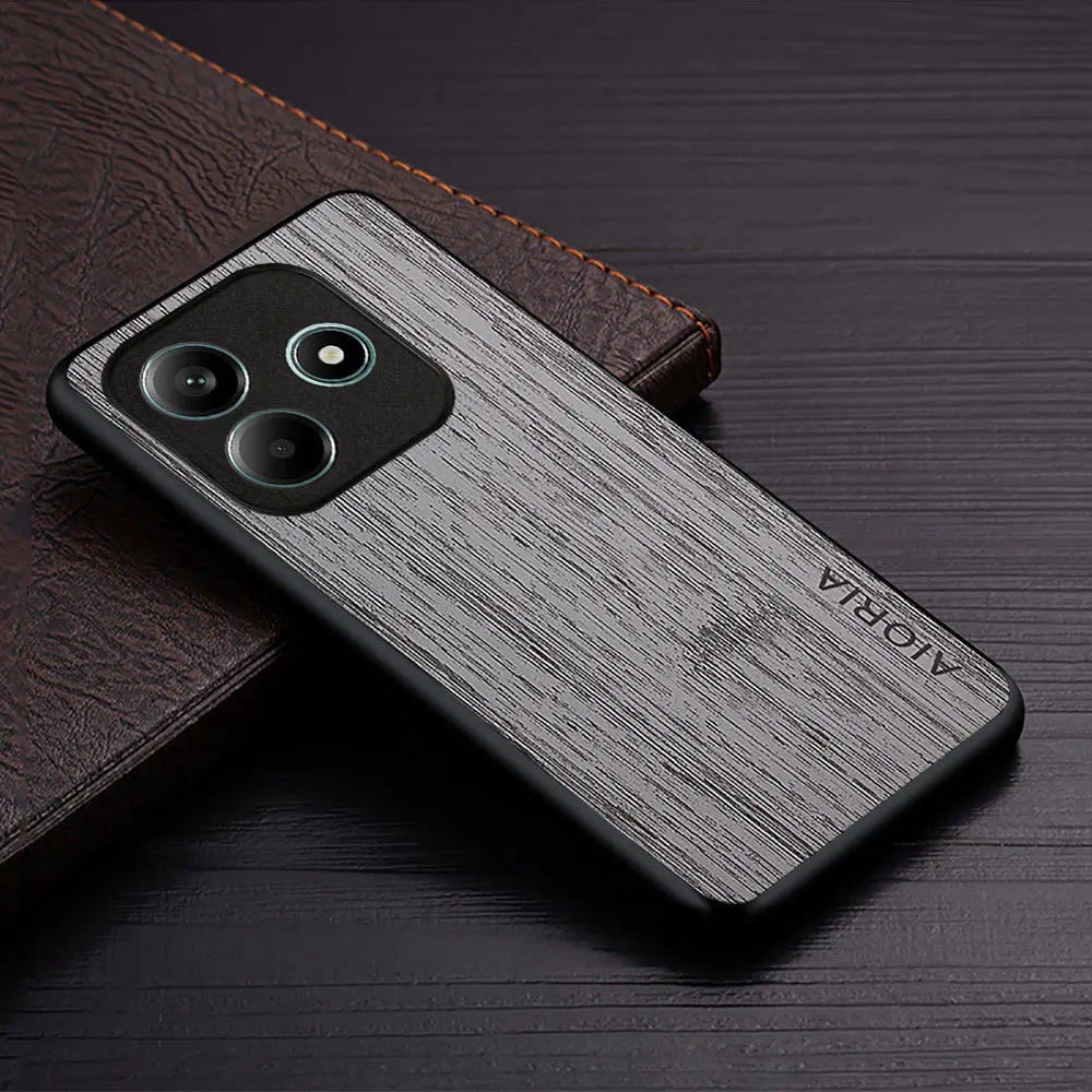 Case for xiaomi note 14 pro plus 4g 5g funda bamboo wood pattern leather new phone cover luxury coque redmi case