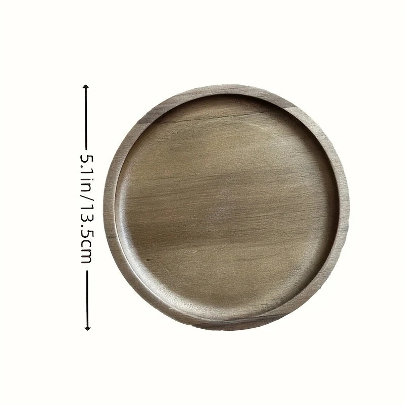 Round wooden decorative serving tray for coffee table and home decor wood centerpiece small candle - s